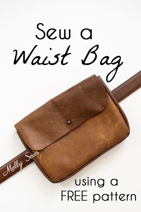 Sew a waist bag - DIY belt bag or fanny pack using a free pattern - Melly Sews Leather Waist Bag Pattern Free, Waist Bag Sewing Pattern, Diy Belt Bag Pattern, Free Belt Bag Pattern, Diy Leather Belt Bag, Satchel Pattern Free, Easy Leather Projects Free Pattern, Leather Bag Pattern Templates, Diy Fanny Pack Pattern Free