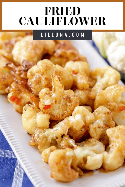 Cauliflower Pan Fried, Asian Sweet Chili Sauce, Asian Cauliflower, Pan Fried Cauliflower, Veggie Appetizer, Deep Fried Cauliflower, Veggie Appetizers, Buffalo Chicken Bites, Asian Appetizers