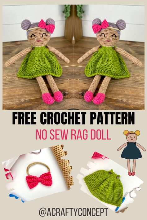 Simple Crochet Doll Pattern, Crochet Toys Free Patterns Beginner, Crochet Rag Dolls Free Pattern, Rag Doll Crochet Pattern, Ragdoll Amigurumi Free Pattern, No Sew Crochet Doll Pattern, Crochet Doll Easy, Crocheted Dolls Free Patterns, Amigurumi No Sew Free Pattern