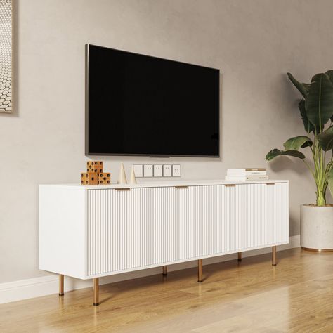 80 Inch Tv, White Tv Cabinet, Tv Stand Brown, Modern Tv Cabinet, White Tv, Brown Bedroom, Modern Tv Stand, Modern Tv, Tv Console