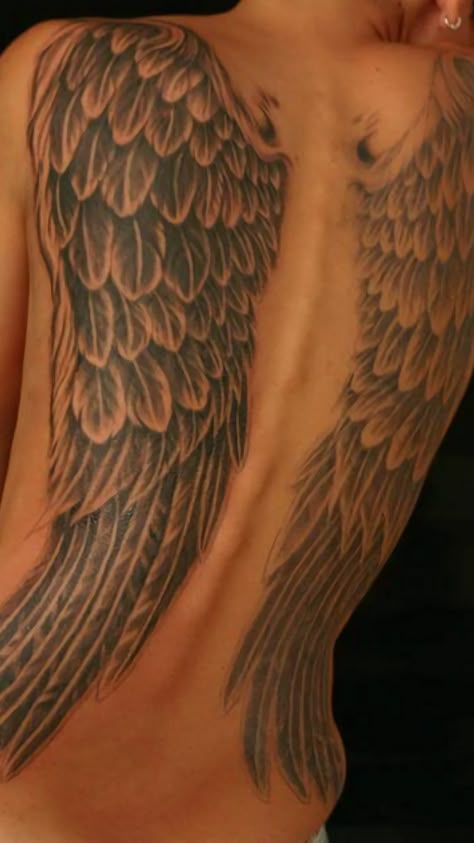 Evil Angel Wings Tattoo, Angel Wings Tattoo On Back, Wings Tattoos, Wing Tattoos On Back, Tattoos On Back, Wing Tattoos, Wing Tattoo Designs, Full Back Tattoos, Angel Wings Tattoo