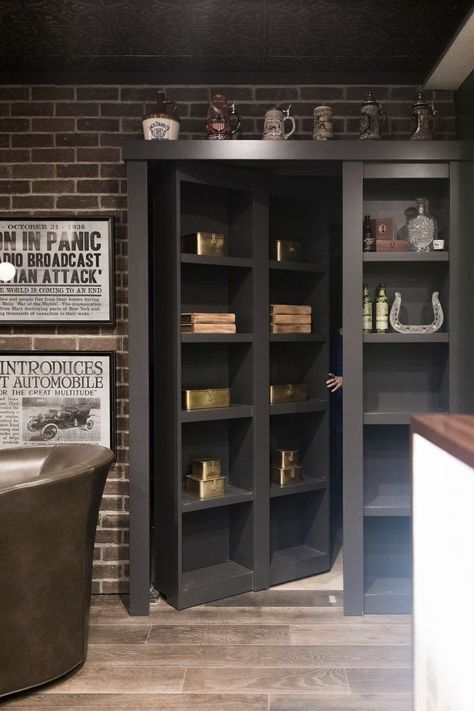 Basement Bar Ideas Speakeasy, Moody Home Bar Lounge, Basement Bar Speakeasy, Secret Speakeasy In Home, Speakeasy Mood Board, Art Deco Basement Bar, Speak Easy Design Inspiration, In Home Speakeasy, Basement Bourbon Bar Ideas