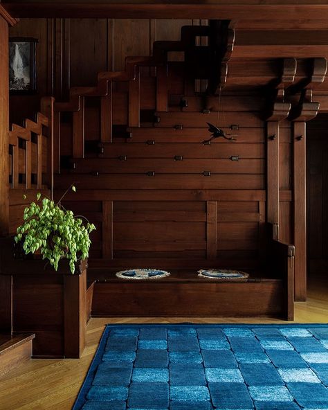 All Posts • Instagram Commune Design, Clinker Brick, Christopher Farr, Gamble House, California History, Brown And Blue, Wood Interiors, New Line, Residential Interior