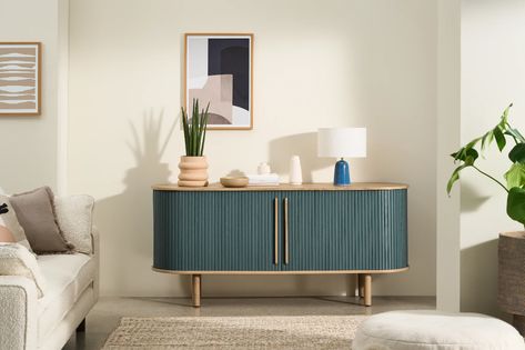 Tambo Sideboard, Oak & Ocean Blue | MADE.com Oak Sideboard, Led Furniture, Flipping Furniture, Sofa Design, Furniture Accessories, Credenza, Home Living Room, Bedroom Interior, Sideboard