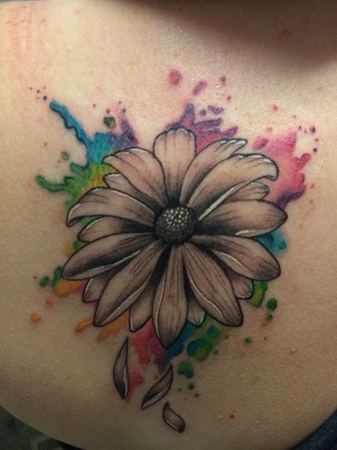 Rainbow Daisy Tattoo, Daisy Wrist Tattoos For Women, Watercolor Daisy Tattoo, Gerber Daisy Tattoo, Jack Skellington Tattoo, Daisy Tattoo Designs, Easter Drink, Daisy Flower Tattoos, Watercolor Daisy