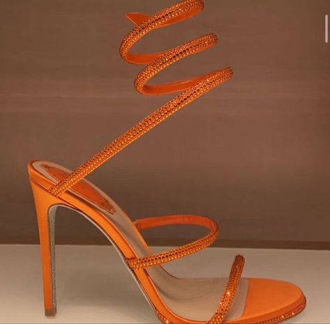 Orange Prom Shoes, Diamond Heels, Streetwear Jewelry, Crocs Fashion, Heels Aesthetic, Orange Heels, Sparkle Heels, Prom Heels, Orange Shoes