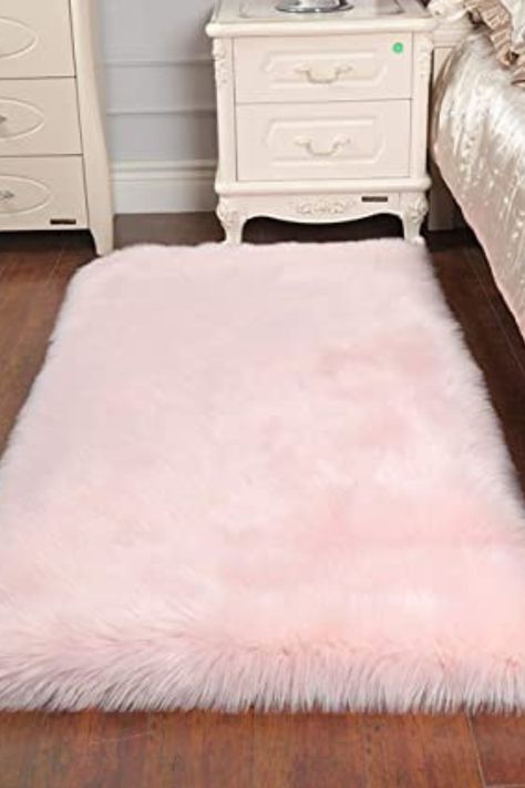 Pink Fluffy Faux Sheepskin Rug Yoga Carpet, Rugs Pink, Bedside Rugs, Faux Sheepskin Rug, Carpet For Living Room, Plush Carpet, Fluffy Rug, Sheepskin Rug, Bedroom Carpet