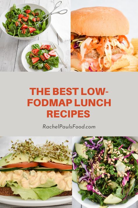 Dr. Rachel's BEST Low-FODMAP Lunch Recipes; Gluten-free | Rachel Pauls Food Fodmap Recipes Lunch, Low Fodmap Lunch, Fodmap List, Fod Map, Fodmap Lunch, Fodmap Meal Plan, Fodmap Friendly Recipes, Low Fodmap Snacks, Ibs Relief