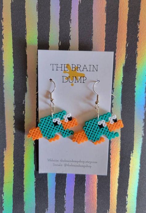 TheBrainDumpShop - Etsy Australia Perler Bead Cartoon, Duolingo Perler Beads, Phineas And Ferb Perler Beads, Cute Perler Bead Earrings, Mini Perler Bead Earrings, Lorax Perler Beads, Perler Bead Earring Holder, Shrek Perler Beads, Perler Beads Ideas Small Cute