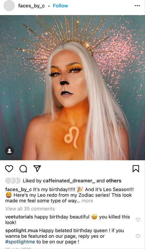 Leo Inspired Makeup, Leo Halloween Costume, Leo Costume Zodiac, Zodiac Halloween Costumes, Leo Zodiac Makeup, Leo Makeup, Zodiac Costume, Halloween Zodiac, Zodiac Party