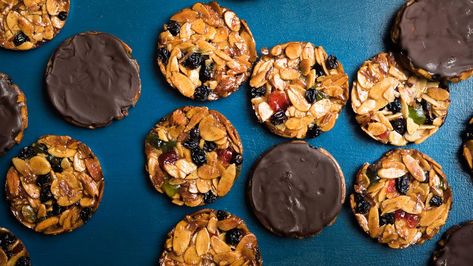 Chocolate honey florentines - Eat Well Recipe - NZ Herald Honey Florentines, Christmas Cooking Ideas, Recipes With Honey, Easter Baking Recipes, Florentines Recipe, Chocolate Honey, Eating Well Recipes, Peanut Butter Smoothie, Cooking Cookies