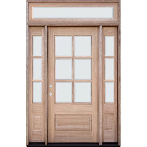 Discount Mahogany Doors - Houston Door Clearance Center 6 Lite Front Door With Sidelites, Exterior Doors With Glass Panels Dutch, Dutch Front Door With Sidelights, One Side Door Lites, Front Door With Sidelights And Transom Privacy, Front Door With One Sidelight Rustic, Farmhouse Exterior Side Doors, Front Door With Single Sidelight And Transom, Wood Exterior Door With Windows