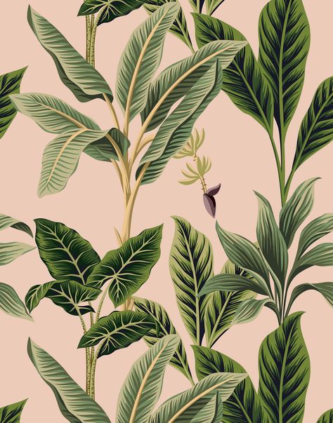 Vintage Tropical Wallpaper | Bobbi Beck | Bobbi Beck Vintage Tropical Wallpaper, Flora Vintage, Vintage Style Wallpaper, Palm Wallpaper, Sand Textures, Vintage Tropical, Vintage Floral Design, Tropical Wallpaper, Tropical Design