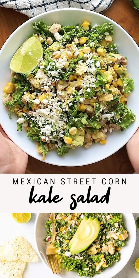 Corn Kale Salad, Salad With Grilled Chicken, Resep Salad, Easy Grilled Chicken, Kale Recipes, Mexican Street Corn, Grilled Chicken Salad, Best Salad Recipes, Street Corn