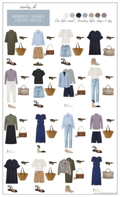 My summer capsule wardrobe: simple with a pop of colour Soft Summer Wardrobe, Apple Body Shape Outfits, Wardrobe Simple, Soft Summer Palette, Capsule Wardrobe Casual, Capsule Wardrobe Women, Soft Summer Colors, Capsule Wardrobe Outfits, Summer Capsule