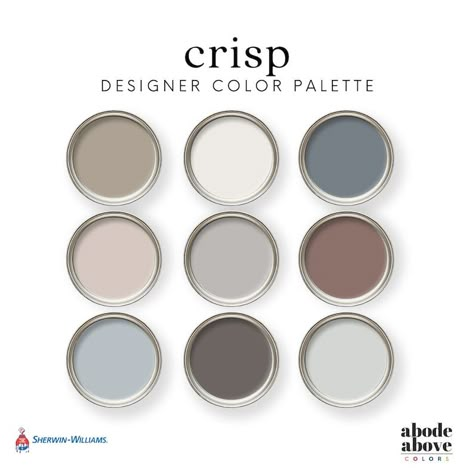 Crisp Home Color Palette Sherwin Williams 2024 Whole House Color Scheme Interior Paint Design Gray, Taupe, Blue, Brown, Slate - Etsy Light Taupe Color Palette, Taupe Blue Color Palette, Sherwin Williams Color Palette 2024, Colors That Go With Taupe, House Color Pallet Interiors, House Themes Ideas Interior Design Color Schemes, Colors That Go With Gray, Living Room Colors 2024, Cool Neutral Color Palette