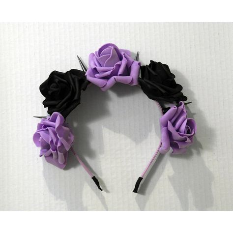 Pastel Goth spiked spikes Flower crown flowerband headband Lana del... ($22) ❤ liked on Polyvore featuring accessories, hair accessories, hair, head band, purple flower hair accessories, flower headbands, flower crown, long hair accessories and floral crown Spiked Headband, Purple Garland, Purple Flower Crown, Flower Poetry, Purple Flower Headband, Making Headbands, Gothic Hair Accessories, Pastel Purple Hair, Gothic Hair