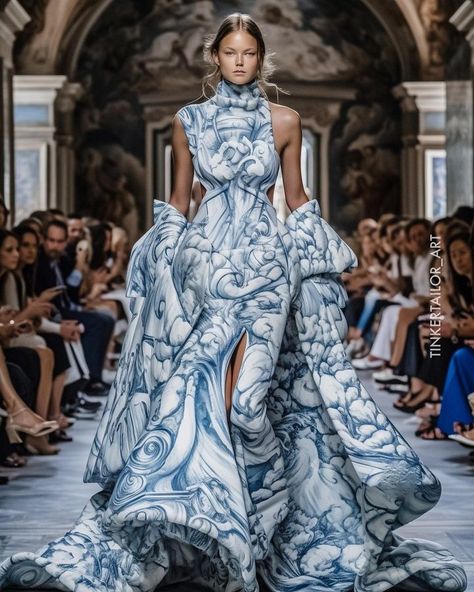 Fashion Study, Masquerade Ball Gown, Unusual Dresses, Sea Dress, Performance Outfits, Runway Fashion Couture, Runway Details, Couture Dress, Virtual Fashion