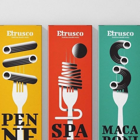 World Brand Design Society on Instagram: ". 3rd Floor @3rd_floor_breda - Etrusco Pasta Packaging Design Concept . Get Featured and Enter the WBDS Awards: Links in Bio . I created a set of illustrations using a distinct visual style using geometrical shapes and a limited colour pallet highlighting the different pasta shapes. . #digitalart #pasta #visualidentity #digitalillustration #geometric #visualart #illustration #graphicdesign #typography #branding #illustrator #vector #brandidentity #lette Packaging Design Concept, Packaging Design Typography, Pasta Branding Design, Geometric Packaging Design, Italian Packaging Design, Pasta Typography, Pasta Graphic Design, Italian Food Branding, Pasta Sauce Packaging Design