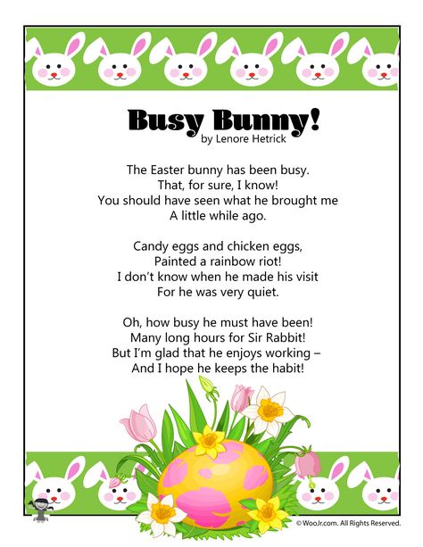 Busy Bunny Easter Poetry for Children Easter Poems For Kids, Letter From The Easter Bunny, Easter Poems, Preschool Poems, Printable Easter Activities, Easter Songs, Letter B Worksheets, Easter Kindergarten, Bunny Printable