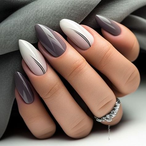 Gray Nails With Design, Gray Nails Ideas, Gelish Colors, Skittle Mani, Manicure Designs, Simple Fall Nails, September Nails, Fancy Nails Designs, Gray Nails