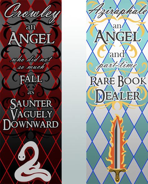 Insufferable Husbands, Crowley Aziraphale, Bookmark Design, Good Omens Book, Ineffable Husbands, Terry Pratchett, Good Omens, Neil Gaiman, Angels And Demons