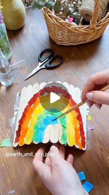 🌿Anna☀️| Crafts, Play & Learning on Instagram: "A Mindful Rainbow Puzzle 🌈  Ad| in collaboration with @bakerrossltd we are participating in Mindful May and for this project we thought to make one of our old favourites with a positive affirmations twist!  We used tissue to stain our lolly sticks in a rainbow shape and applied water to stain our lolly sticks! It's always exciting to see how it will turn out! Under each stick we wrote a positive affirmation but you could also write these under the sticks themselves!  Get crafting ✂️ you'll need:   - Lolly sticks - tissue paper - water - Pen  Optional (for the frame) -  - cardboard  - twine - glue gun   I love the rainbow both with or without the tissue! If you want to keep the tissue on then apply a base layer of glue and seal with glue ove Game Vbs, Anna Craft, Cardboard Crafts, Positive Affirmation, Glue Gun, A Rainbow, Base Layer, The Rainbow, Tissue Paper