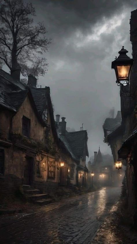 Village Dark Aesthetic, Medieval Village Aesthetic Dark, Victorian Village Aesthetic, Dark Village Aesthetic, Old Village Aesthetic, Dark Medieval Aesthetic, Gothic Village, Dark Romantasy, Village Street