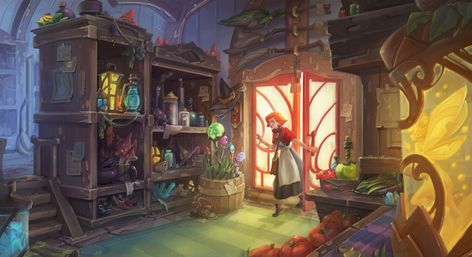 Veronika Firsova - Magic shop Fantasy Shop, Gif Disney, Witch Shop, Magic Items, Paintings Abstract, Shop Illustration, Pencil Sketches, Fantasy Places, Magic Shop