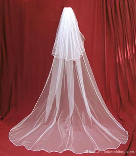 Cheap Long Brand New Bridal Veil In Stock Wedding Accessories White Ivory Tulle… Tiered Veil, Two Tier Veil, Veil Comb, Ivory Bridal Veil, Ivory Wedding Veils, Tulle Wedding Veil, Comb Veil, Long Veil Wedding, Mantilla Veil