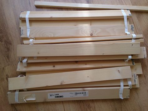 DIY Coffee Table from Malm bed slats - IKEA Hackers Bed Slats Upcycle, Ikea Bed Slats, Ikea Malm Bed, Malm Bed, Ikea Kids Room, Pallet Tv Stands, Thanksgiving Projects, Ikea Kids, Ikea Bed