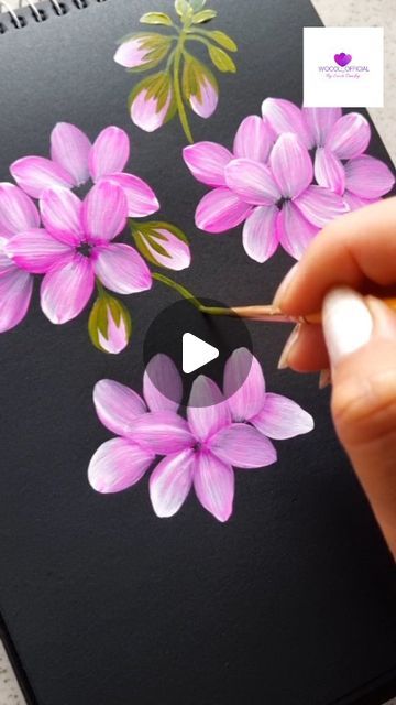 Swati Pandey | OneStroke Flower painting on Instagram: "Painting some beautiful flowers stroke by stroke ❤️ . . . . . Material used' Round brush no-8, Liner brush Colors liquitexbasics @liquitexofficial  Sketchbook- @menorahcreatif  Check my latest story for links 🫶 . . . . #painting #acrylicpainting #flowerpainting #artwork #viralreels #trendingreels #aesthetic #ａｅｓｔｈｅｔｉｃ ##wocol_official" Round Brush Painting, Acrylic Painting Flowers For Beginners, Brush Strokes Painting, Painting Flowers Tutorial, Painting Pictures, Instagram Painting, Flowers Tutorial, Acrylic Painting Flowers, Liner Brush