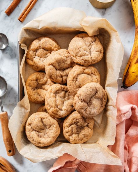 Banana Snickerdoodles Cookies, Cinnamon Banana Cookies, Banana Butterscotch Cookies, Banana Crinkle Cookies, Banana Soft Cookies, Banana Cookie Recipes Easy, Banana Caramel Cookies, Banana Sugar Cookies, Brown Butter Banana Cookies