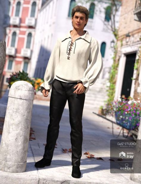 Contemporary Romeo Outfit for Genesis 8 Male(s) Romeo Outfit, Romeo Shoes, Peasant Clothing, Uniform Costume, Outfit Png, Daz Studio, Drawing Clothes, Print Models, Cool Outfits