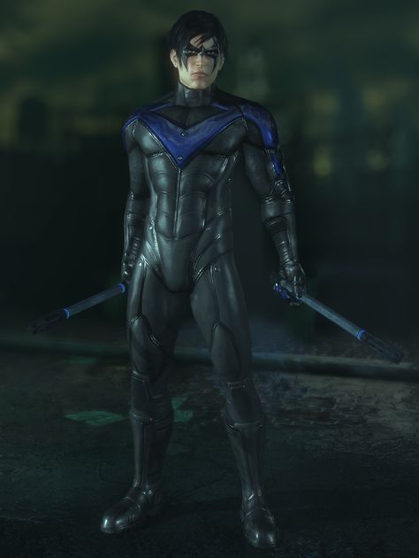 Nightwing Outfit, Batman And Nightwing, Nightwing Costumes, Nightwing Art, Nightwing Batgirl, Bat Suit, Batman Arkham Series, Batman Arkham Games, Arkham Series