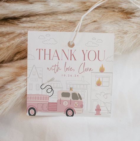 Fire Engine Birthday, Fire Truck Birthday, Printable Tags Template, Girl Firefighter, Fireman Party, Fire Truck Party, Fireman Birthday, Firefighter Birthday, Firetruck Birthday