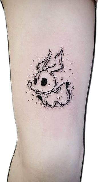 Small Cute Halloween Tattoos, Cow Tattoo Design, Subtle Nightmare Before Christmas Tattoo, Nightmare Before Christmas Tiny Tattoos, Nightmare Before Christmas Dog Tattoo, Mini Jack Skellington Tattoo, Bookish Tattoo Ideas, Jack And Sally Minimalist Tattoo, Zero Tattoo