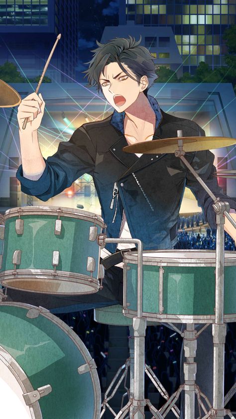 Anime Drummer Guy, Anime Musician, Lucy Blueroses, Drummer Art, Boy Drawing, Drummer Boy, Perspective Art, Small Drawings, Hypnosis Mic