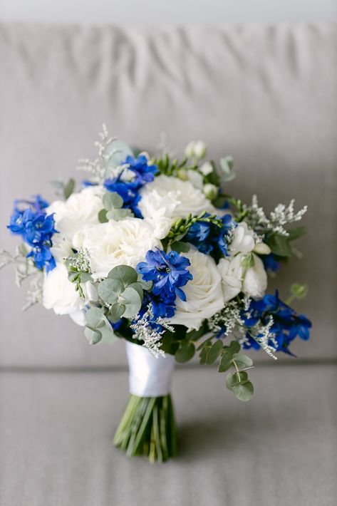 Hoco Flowers Bouquet Royal Blue, Royal Blue Hoco Bouquet, Royal Blue Hoco Flowers, Blue Hoco Flowers, Royal Blue Flower Bouquet, Formal Bouquet, Royal Blue Wedding Flowers, Hoco Brunch, Hoco Bouquet