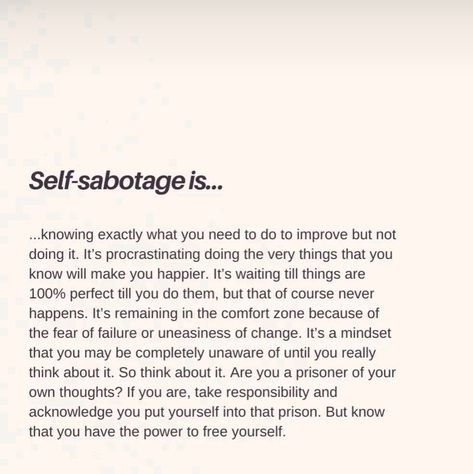 Sabotage Quotes, Monk Mode, Self Healing Quotes, Self Reminder, It Goes On, Real Talk Quotes, Life Tips, Self Care Activities, Healing Quotes