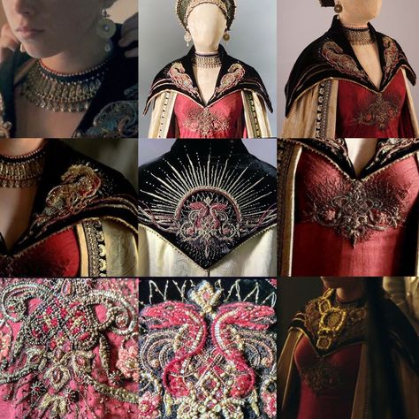 Rhaenyra Costume, Rhaenyra Targaryen Fashion, Targaryen Costume, Rhaenyra Riding Outfit, Rhaenyra Coronation Dress, Game Of Thrones Embroidery, House Targaryen Clothes, Rhaenyra Dragon Riding Outfit, Rhaenyra Targaryen Armor