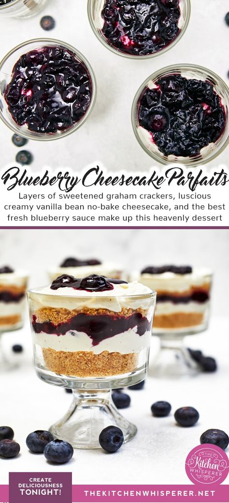 Blueberry Reduction, Traditional Cheesecake, Desserts Mini, Chocolate Chip Cake Recipe, No Bake Blueberry Cheesecake, Cheesecake Parfaits, Parfait Desserts, Cheesecake Cups, Chocolate Chip Cake