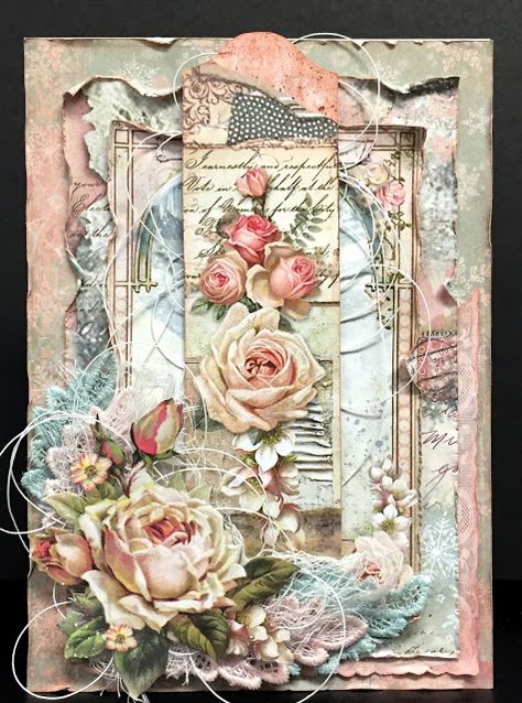 Shabby Chic Cards Handmade, Intermediate Woodworking Projects, Woodworking Projects Ideas, Vintage Cards Handmade, Shabby Chic Diy Crafts, Shabby Chic Journal, Fantasy Unicorn, Shabby Chic Cards, Shabby Chic Crafts