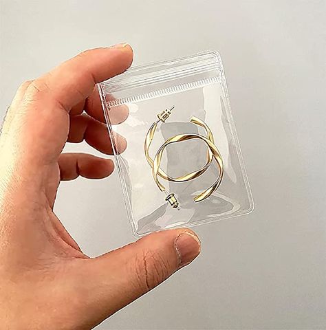 Amazon.com: 100 Pack PVC Clear Jewelry Anti Oxidation Zipper Bag Antitarnish Plastic Bags for Packaging Jewelry Rings Earrings Transparent Poly Pouch (Clear, 1.96×2.75 inch) : Clothing, Shoes & Jewelry Clear Bag Packaging, Jewerly Bag, Jewelry Packaging Bags, Necklace Packaging, Jewelry Roll, Transparent Bag, Jewellery Making Materials, Small Pouches, Storage Pouch