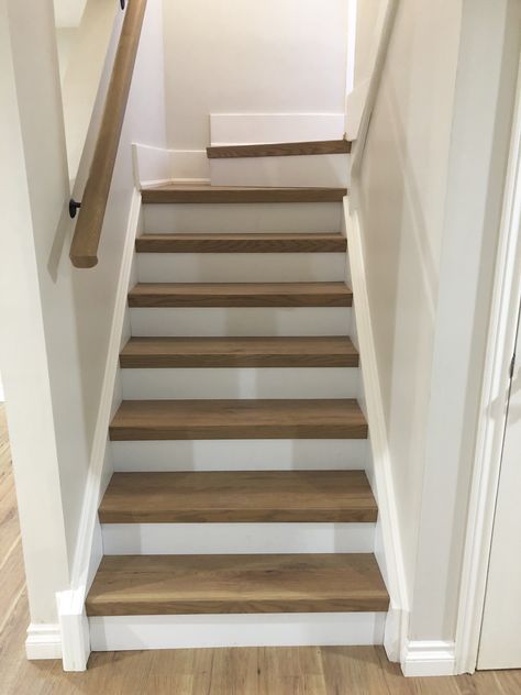 Staircase Laminate Flooring, Hardwood Floors On Stairs, Stairs Straight Up, Laminate Wood Stairs Ideas, Stairs Between Walls, Laminated Stairs Ideas, Stairs Laminate Flooring, Stairs With Vinyl Flooring, Laminate Floor Stairs