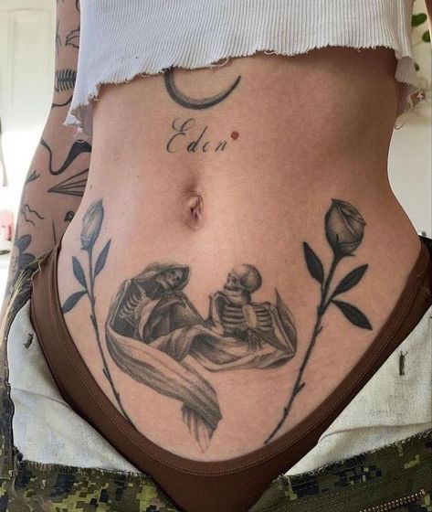 Abdomen Tattoo, Belly Tattoos, Belly Tattoo, Skeleton Tattoos, Stomach Tattoos, Aesthetic Tattoo, Dream Tattoos, Dope Tattoos, Skin Art