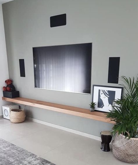 Tv Floating Shelves Ideas Tv Walls, Tv Wall Decoration, Tv Room Decor, Couches Living, Living Room Wall Designs, Floating Shelves Living Room, Aesthetic Studio, Modern Tv Wall, Basement Living Rooms