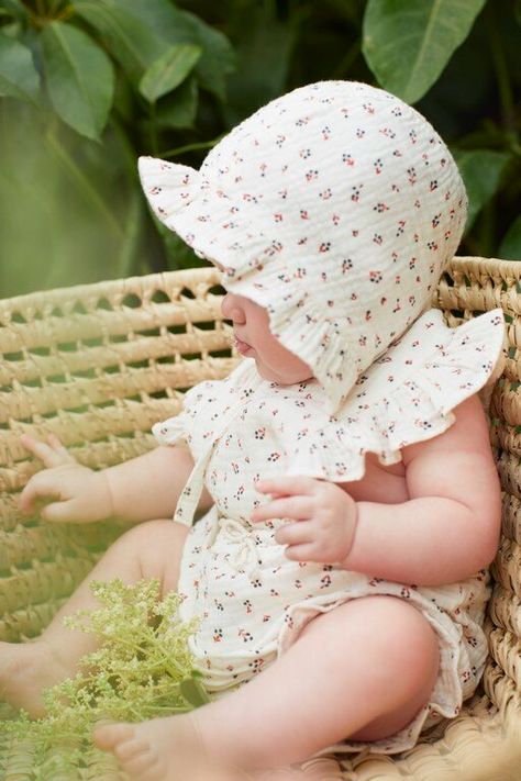 Summer Baby Clothes, Baby Bonnet, Organic Cotton Baby, Liberty Print, Floral Baby, Baby Photoshoot, Summer Baby, Organic Baby, Cotton Baby