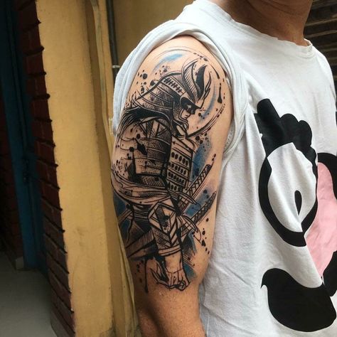 Tatoos Men Fore Arm, Samurai Mask Tattoo, Clock Tattoo Sleeve, Samurai Tattoo Sleeve, Warrior Tattoo Sleeve, Samurai Warrior Tattoo, Tattoo 2023, Samurai Tattoo Design, Warrior Tattoos