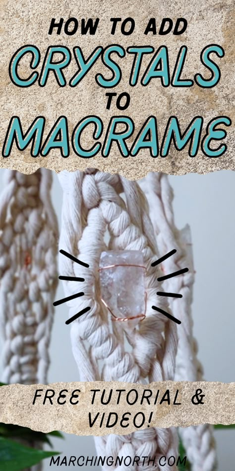 Macrame Rock Hanger, Macrame Chakra Wall Hanging Tutorial, Macrame With Rocks, Witchy Macrame Diy, Macrame Wall Hanging With Crystals, Macrame Scraps Project, Macrame With Crystals, Witchy Macrame, Macrame Crystal Hanger